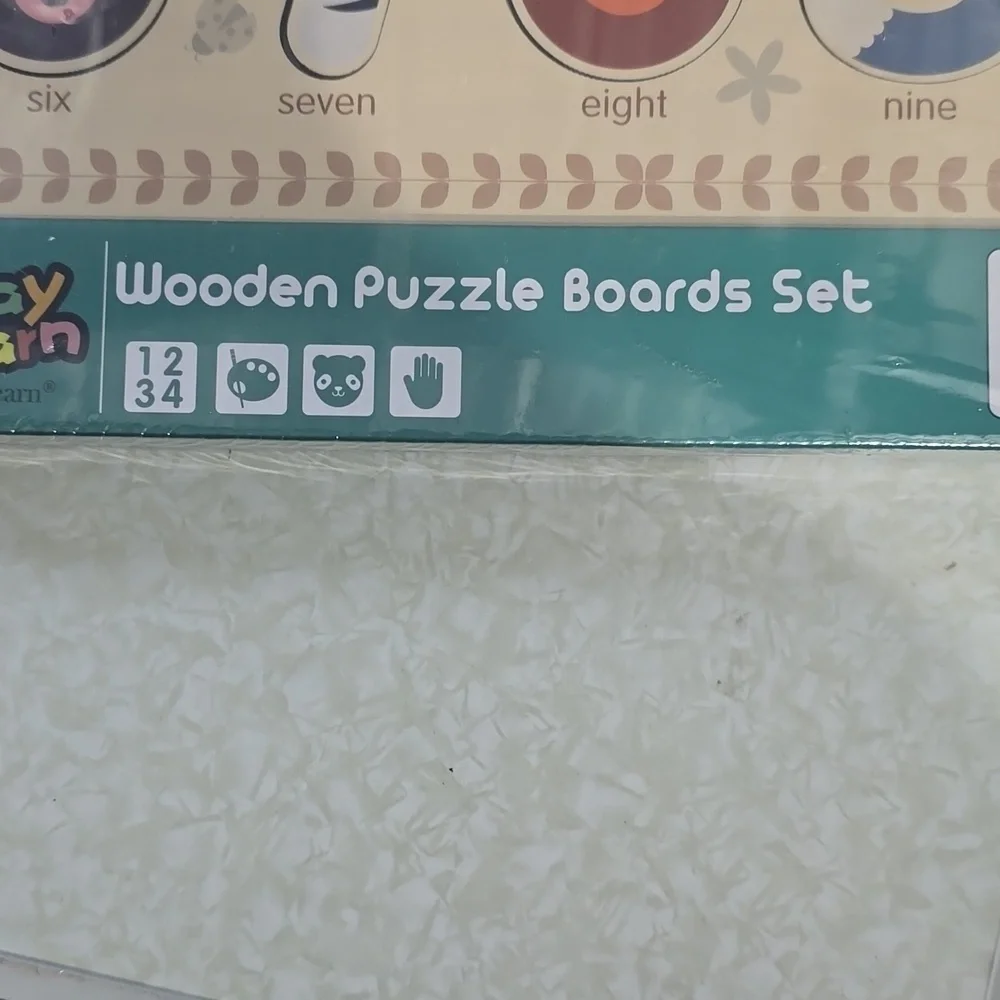 I Play I Learn  Wooden Puzzle Board Set NWT 2‎ Pack